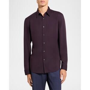 Theory Sylvain ND Structure Knit Button Up Shirt Purple XL NWT